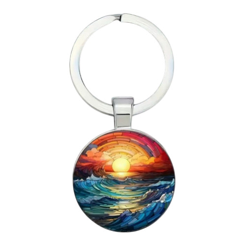Ocean Sunset Keyring For Home, Auto Or Gift Giving