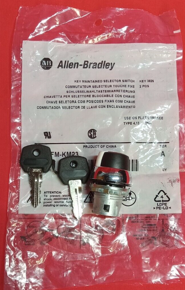 ALLEN BRADLEY KEY MAINTAINED SELECTOR SWITCH SER A TYPE 4 & 13 IP66 800FM-KM23