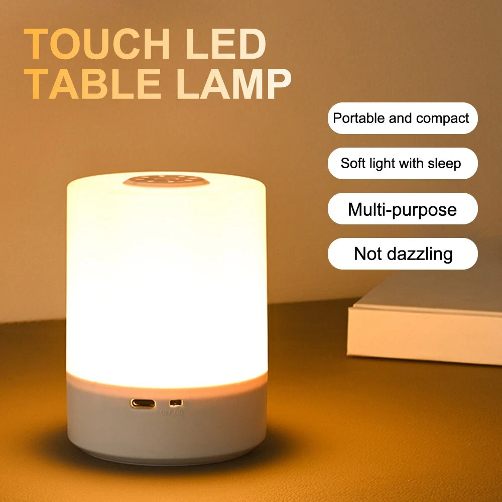 LED Table Lamp Touch Sensor Dimmable Night Light USB Rechargeable Bedside Lamp