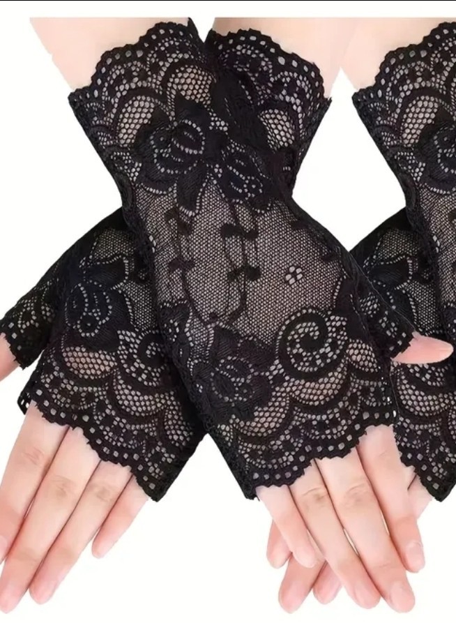 Victorian lace Fingerless Gloves, Steampunk
