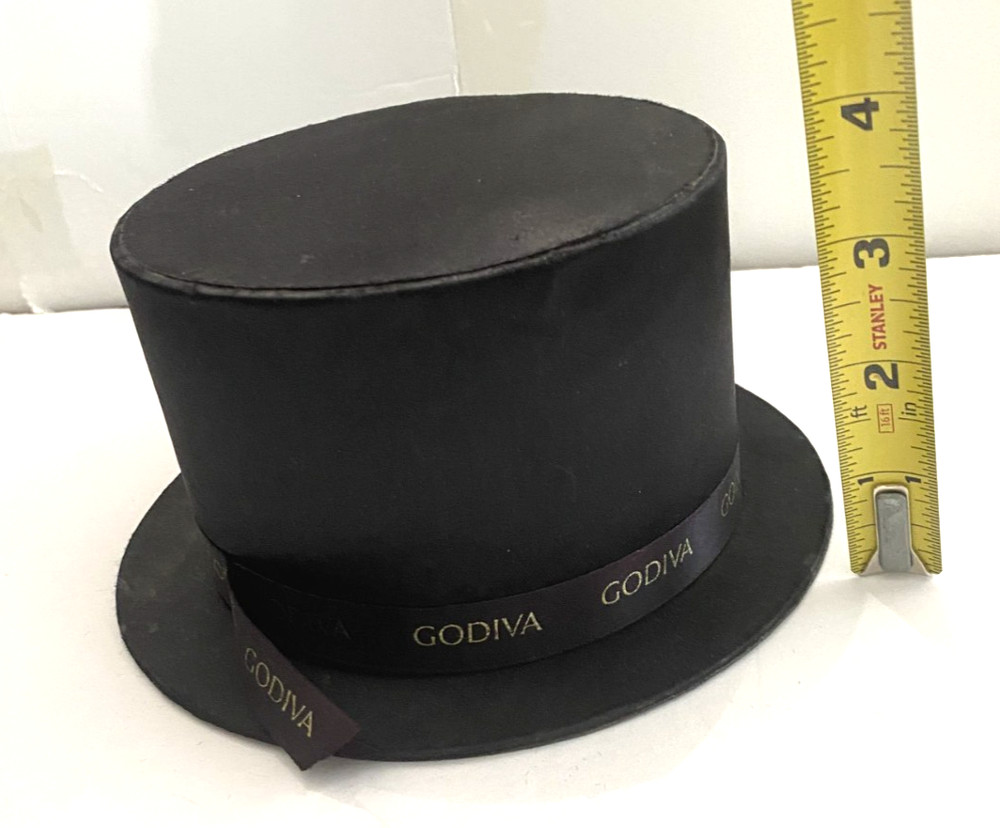Vintage Godiva Chocolates Black Top Hat Empty Candy Box