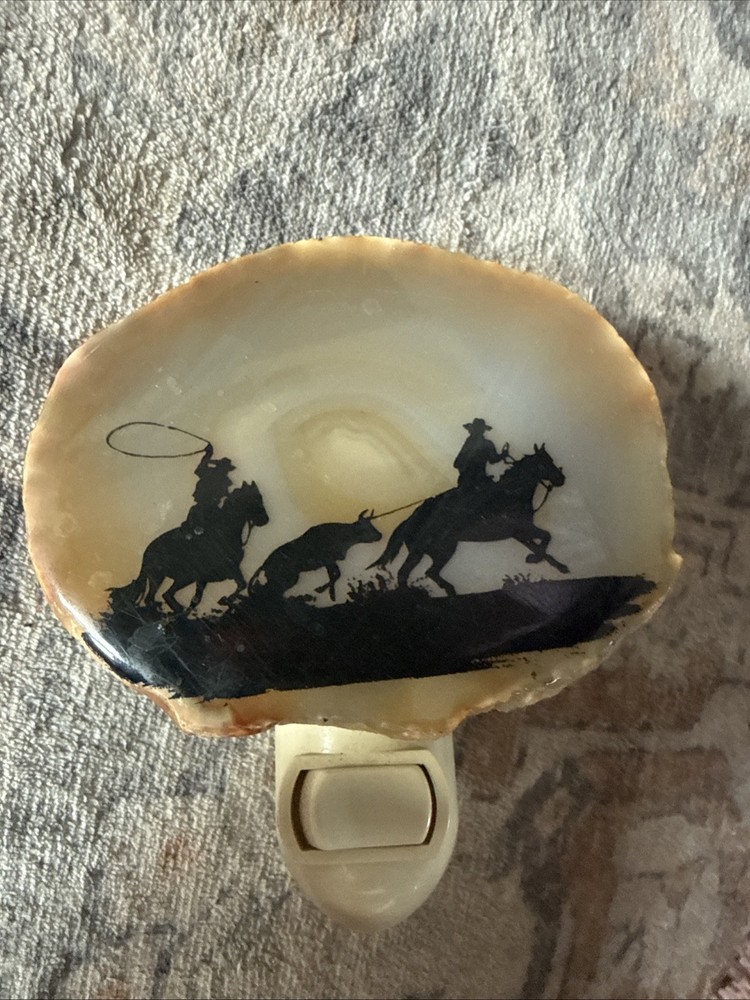 Vintage Western Cowboy Agate Slice Wall Night Light Rustic Ranch Decor Working