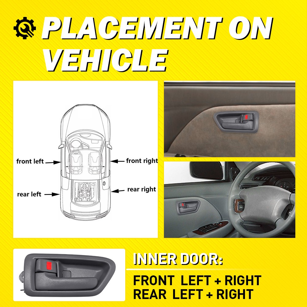 4PCS Interior Inside Inner Door Handle Full Set For Toyota Camry 1997-2001 Gray