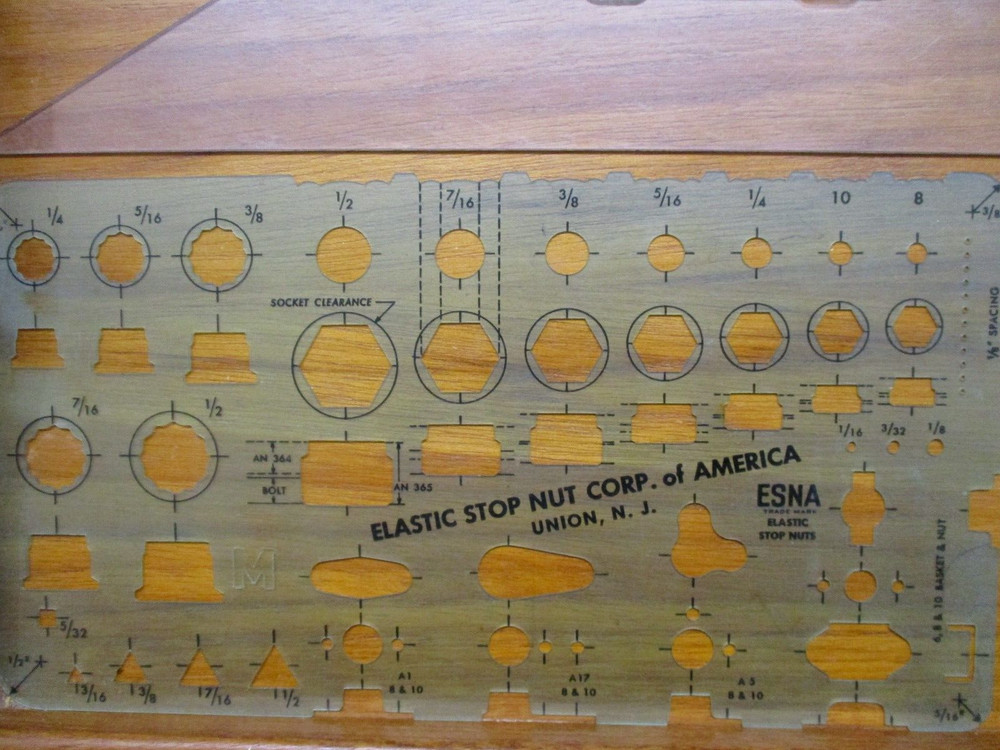 Lot Vtg Drafting Engineer Templates K+E Elastic Stop Nuts Plastic Metal Dietzgen