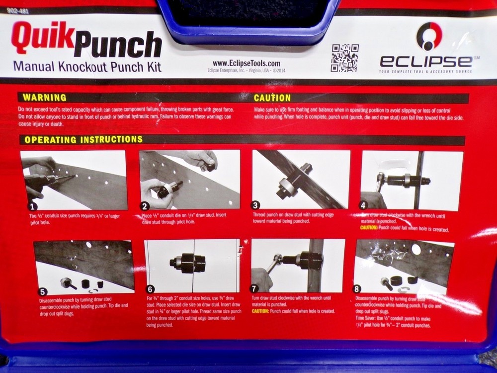ECLIPSE Knockout Punch Set, 10 Pieces, 10ga. Steel, 902-481, (PARTIAL SET)
