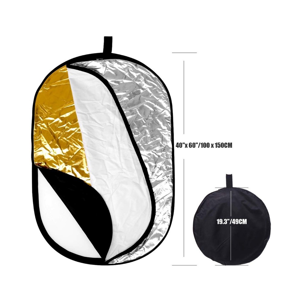 5 in 1 Camera Lighting Reflector/Diffuser Kit 40"x 60"/100 x 150CM Portable M...