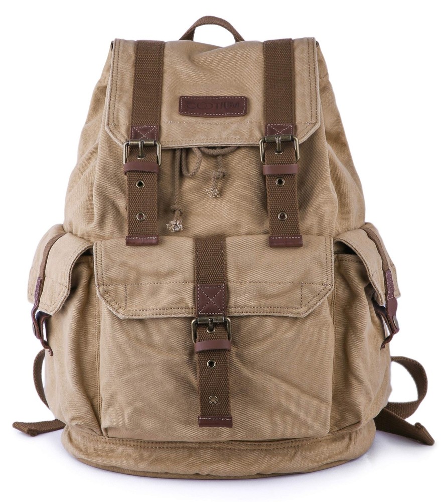 GOOTIUM 21101KA Specially High Density Thick Canvas Backpack Large, Khaki