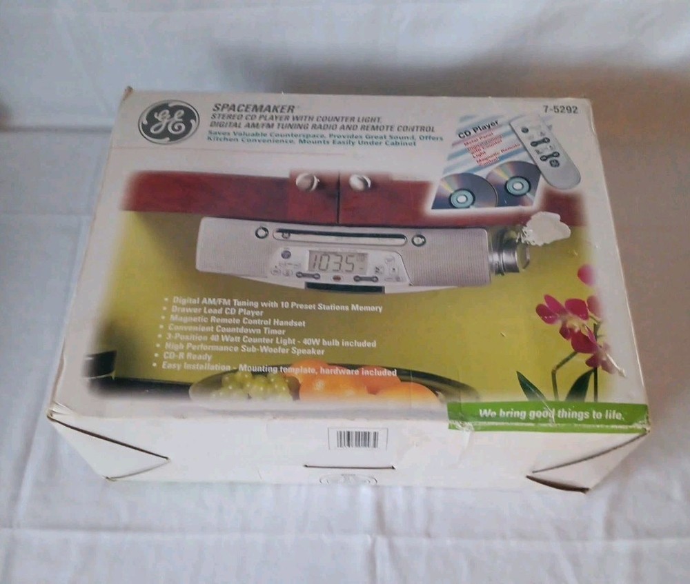 Ge Spacemaker Stereo CD Player Under Cabinet Mount 7-5292 New