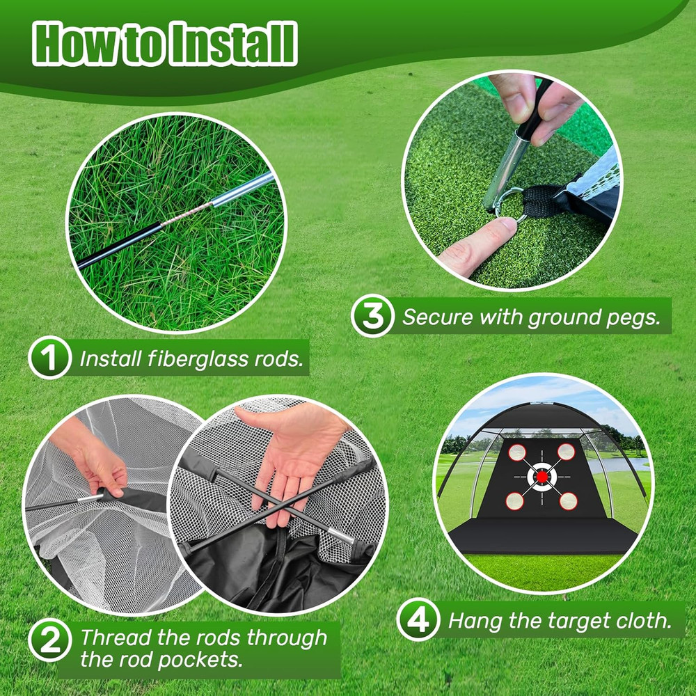 Golf Net with Practice Mat,Golf Hitting Aid Nets 10X7Ft for Backyard Driving Chi