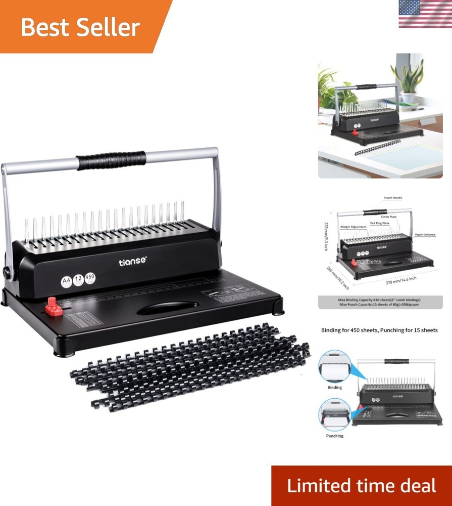 Heavy-Duty Binding Machine: Binds 450 Sheets with Customizable Margin Settings