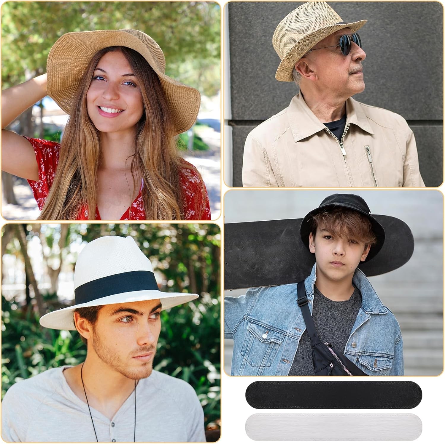 20 Pcs Hat Sweat Liners, Protector Self One Size, Black, White