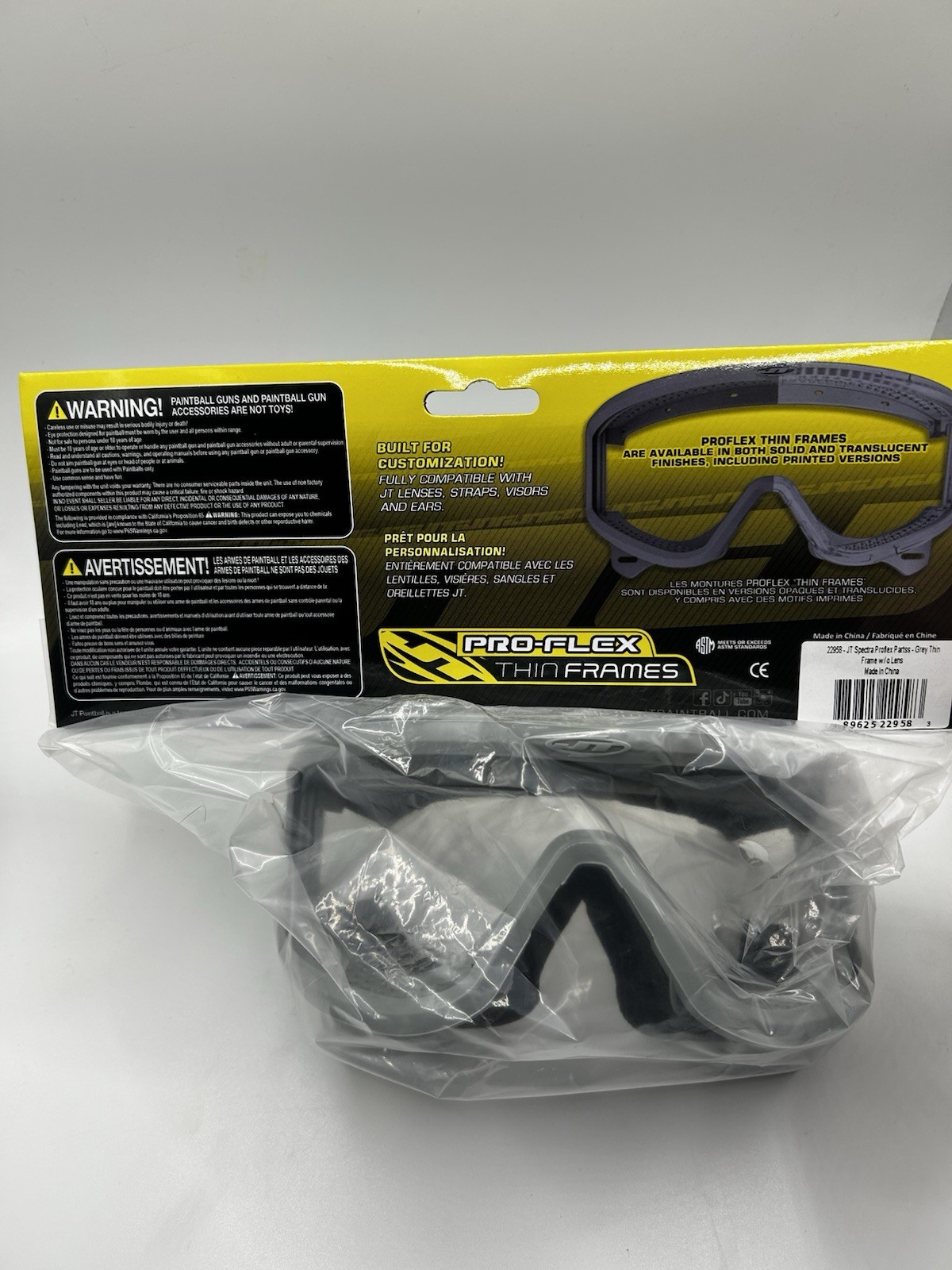 JT Proflex Thin Frames Stormfront Grey Committed Paintball - NEW