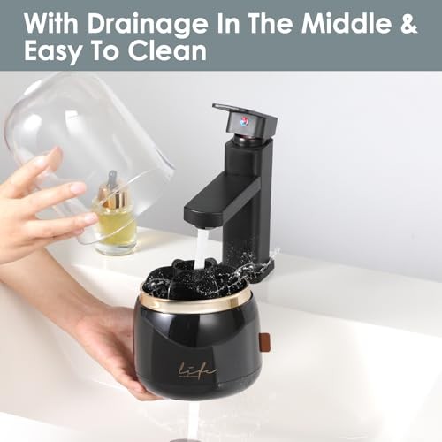 Toothbrush Holders with Cover for Bathrooms, 360° Rotating 7-Slot Black