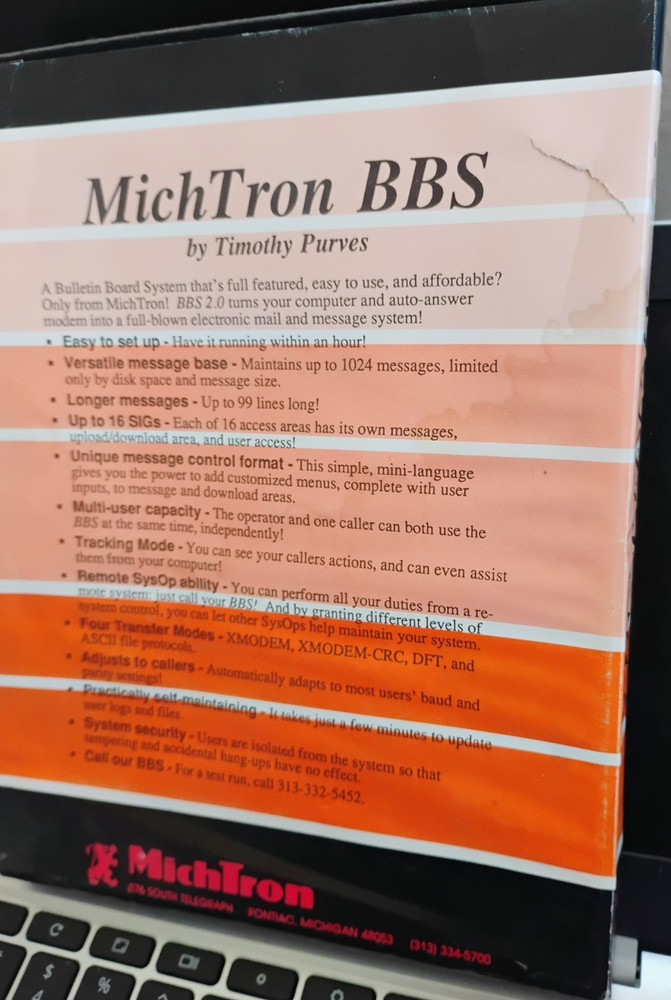 MichTron BBS; Atari ST ; Diskette; Complete in Box; Water damage