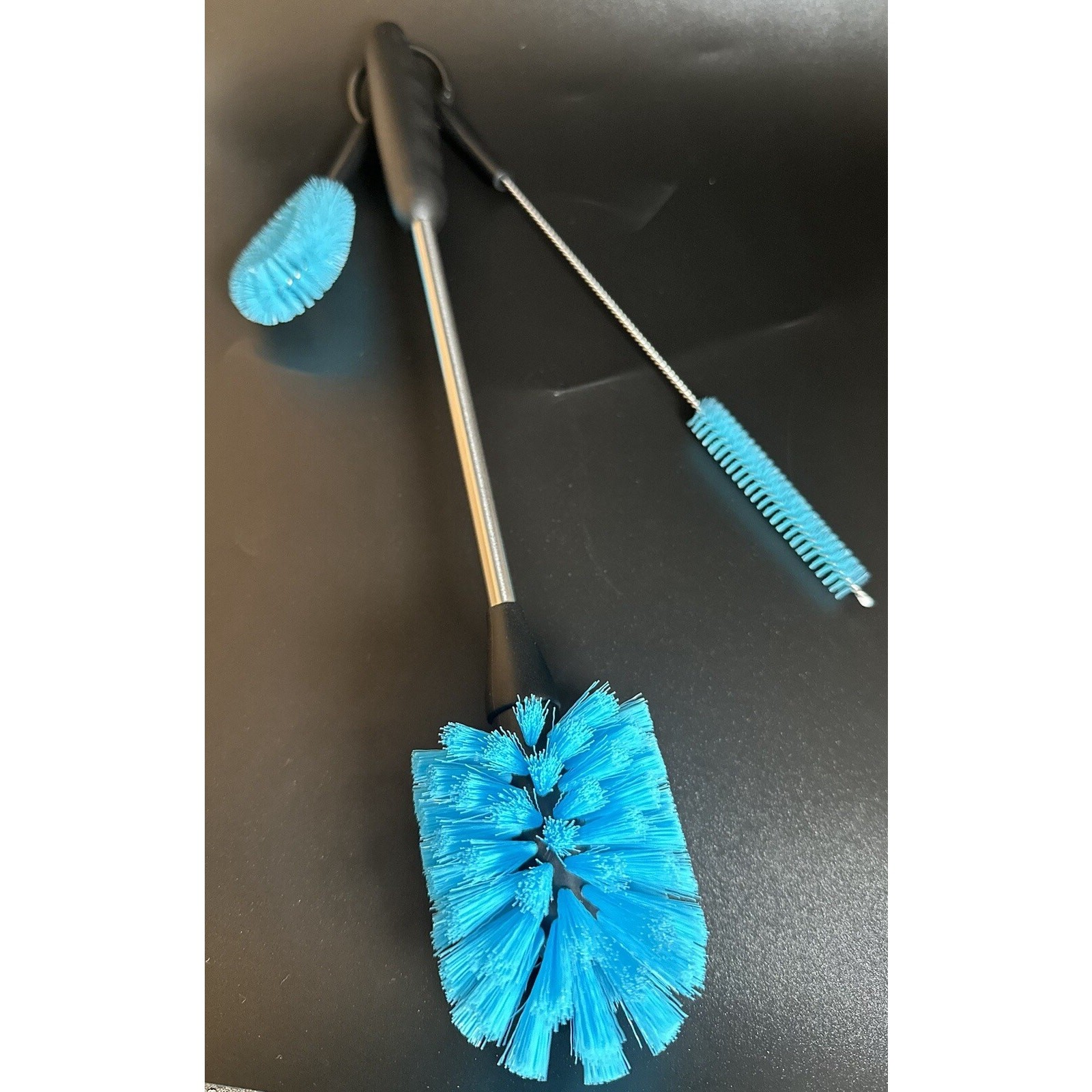 3-in-1 Stainless Steel Long Handle Water Bottle Brush Set - Blue, New Cleaning