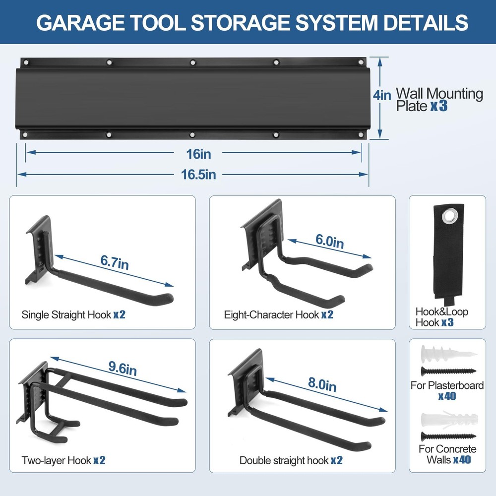 14Pack Garage Tool Organizer Wall Mount, 49.5'' 49.5''-14Pack