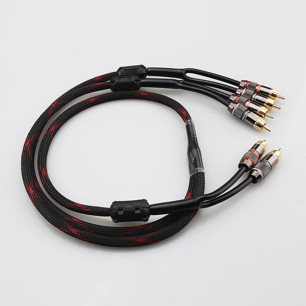 Hifi Extension Cable Gold Plated RCA Plug Splitter 2 Male to 4 Male RCA Adapter