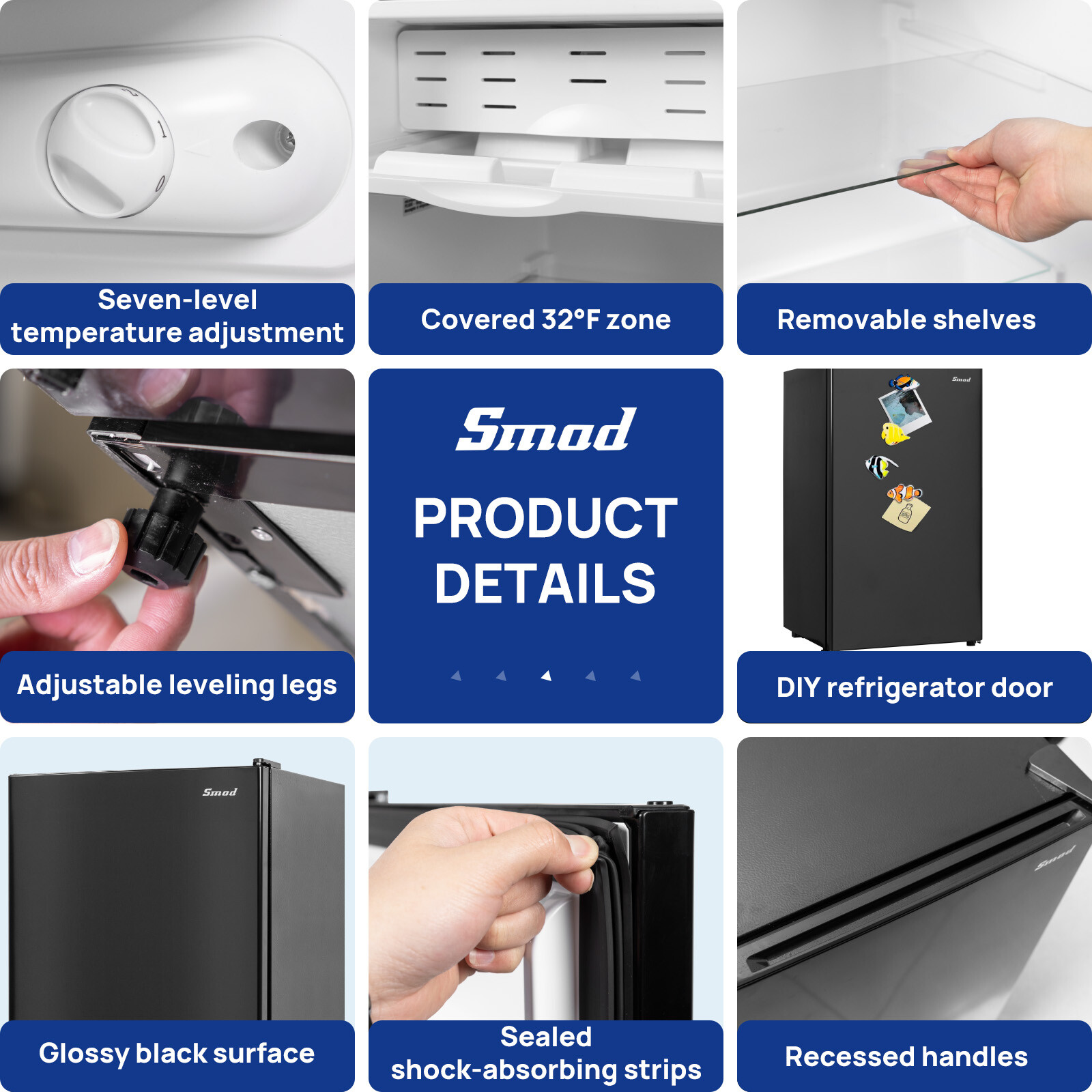 3.2 cu ft 115V Home Refrigerator 32~50℉ Compact Fridge Energy Saving Low Noise