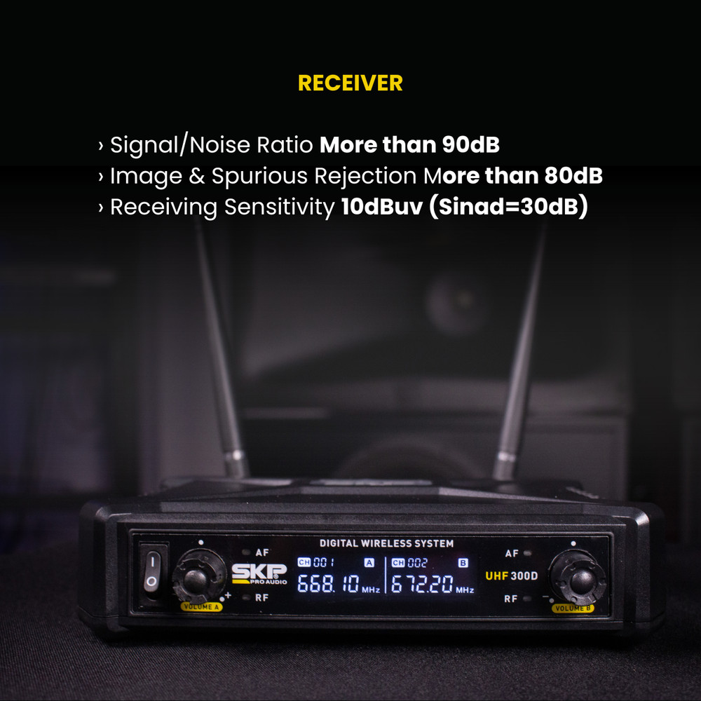 SKP Pro Audio UHF-300D Digital Wireless Vocal - Dual Handheld Microphone System