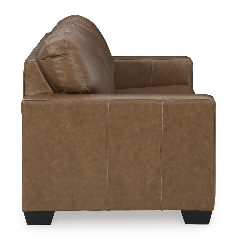 Bowery Hill Leather Contemporary Corner-blocked frame Caramel Sofa