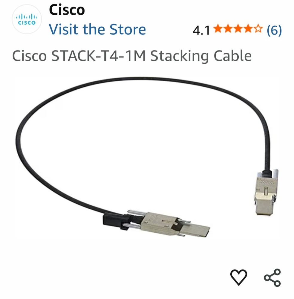 Cisco STACK-T4-1M 1m Black Stacking Cable Round Connector 800-104932-01
