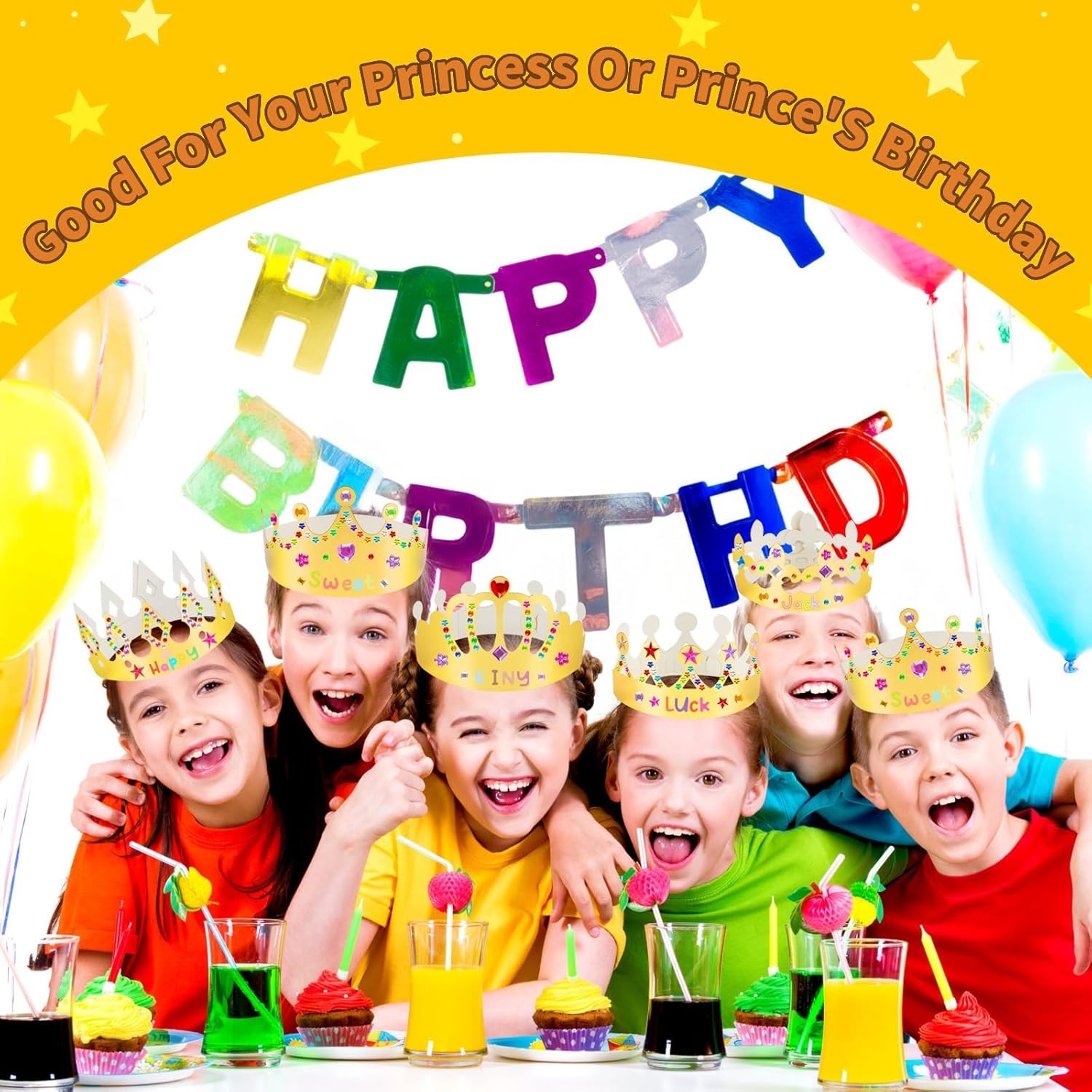 Gold Paper Crowns, 15 Pcs DIY Birthday Party King & Princess Crown...