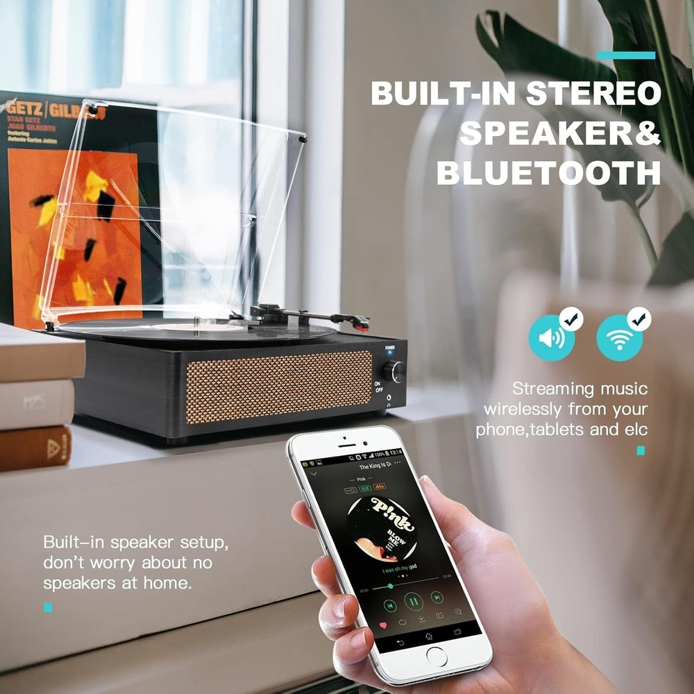 Bluetooth Turntable with Built-in Speakers
