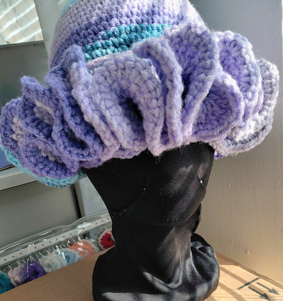 Handmade crochet ruffle hat