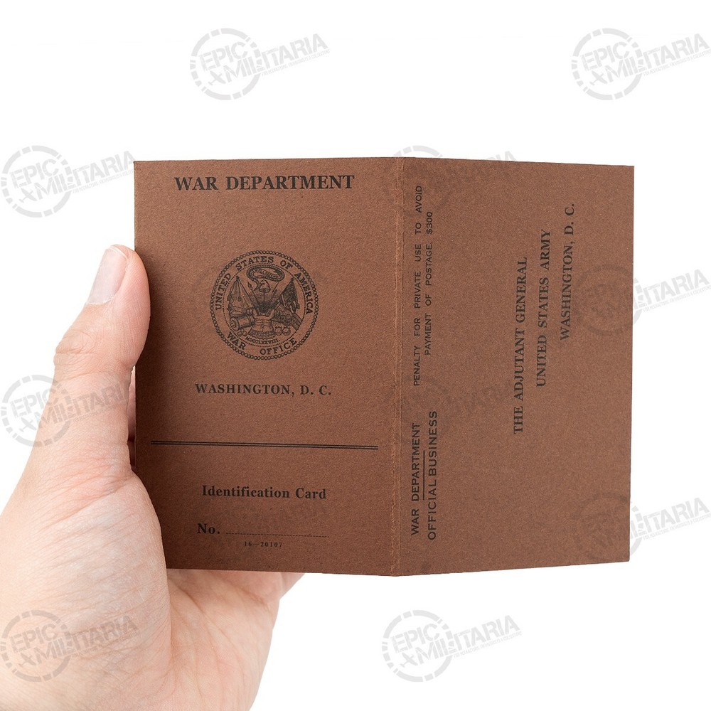 WW2 US Army War Department Identity Card- Authentic Reproduction- Reenactor prop