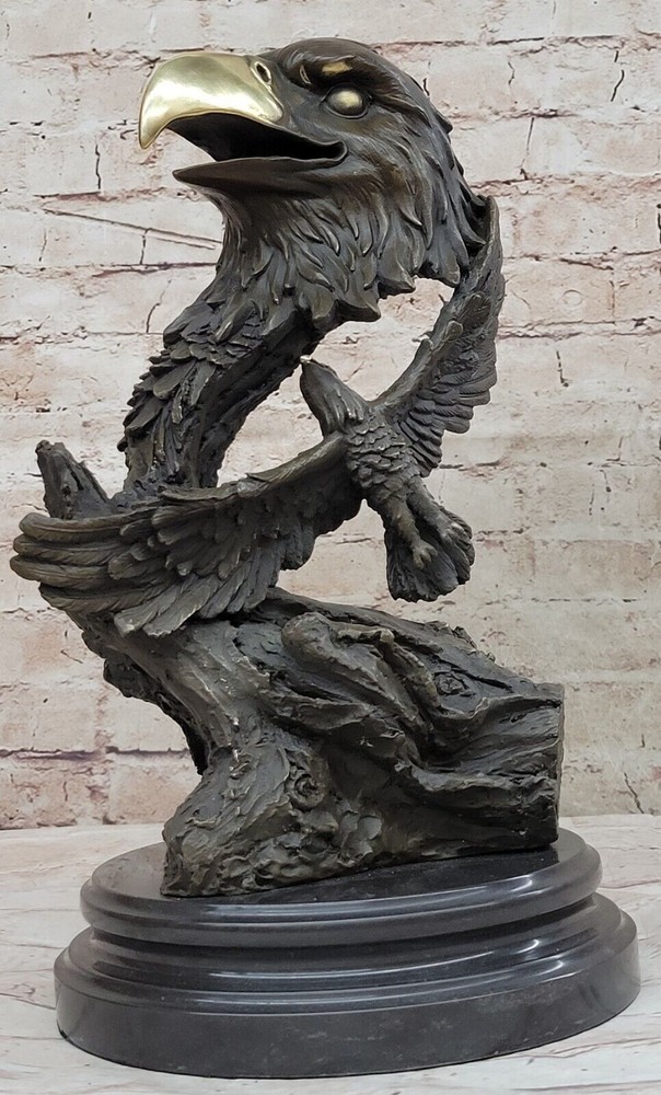 Milo`s Original Bronze Statue: Handmade EagleHead Sculpture, Fine Artwork