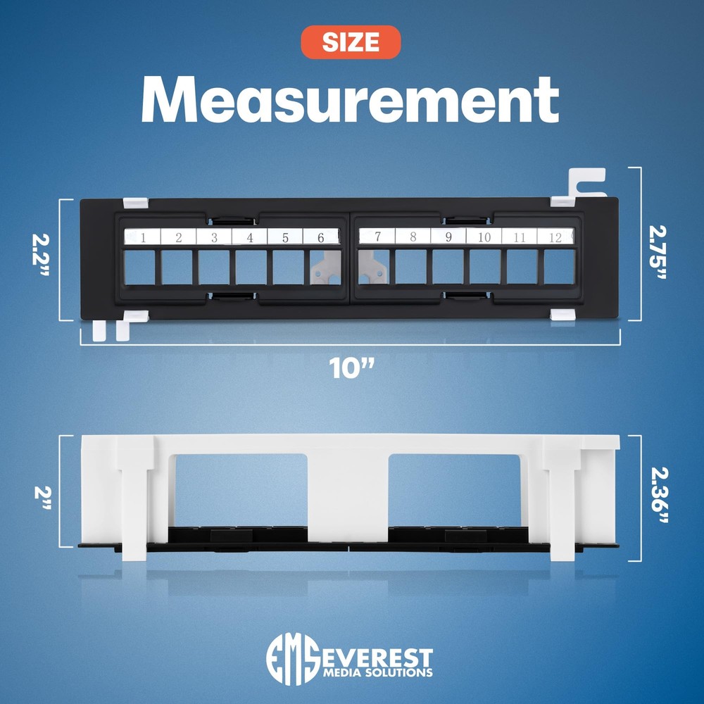 Everest Media 12port Keystone Patch Panel 4pack Removable 6port Inserts With 8