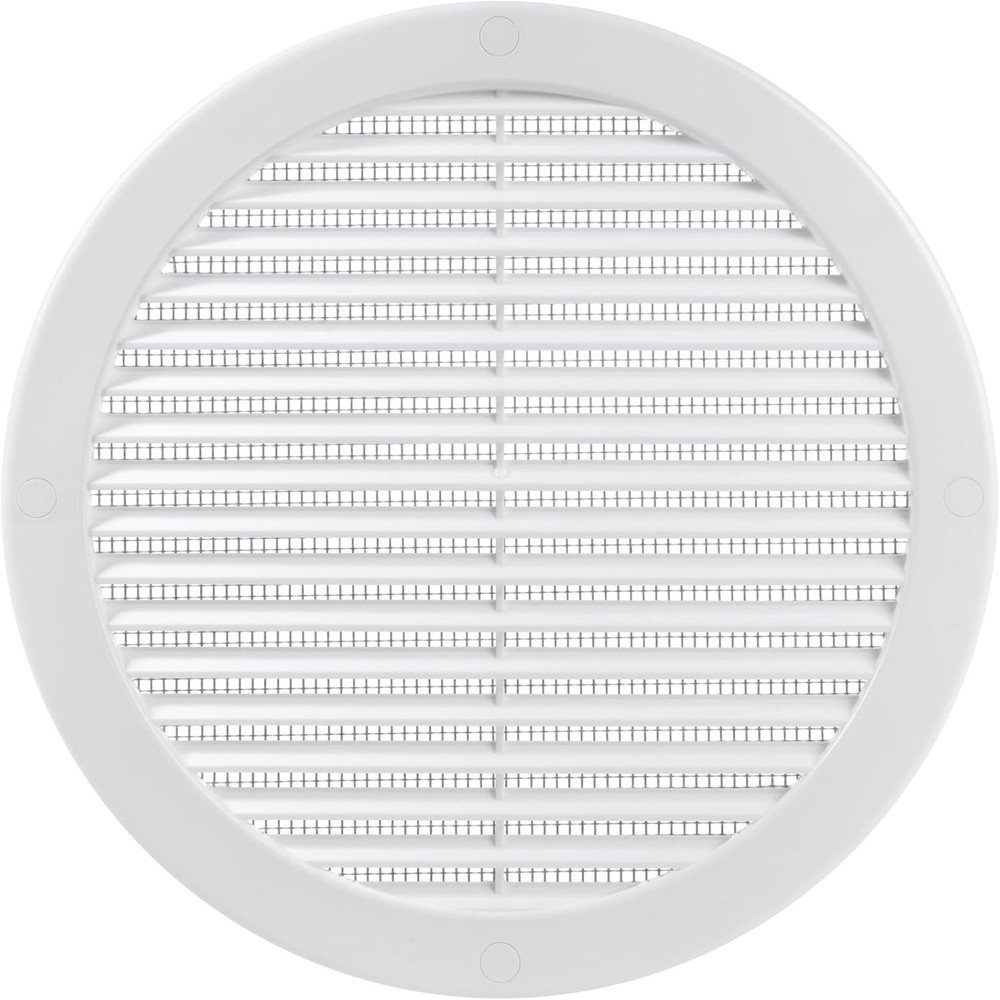 Ø8" Inch Opening Diameter / White Round Vent External Grille with Protective ...