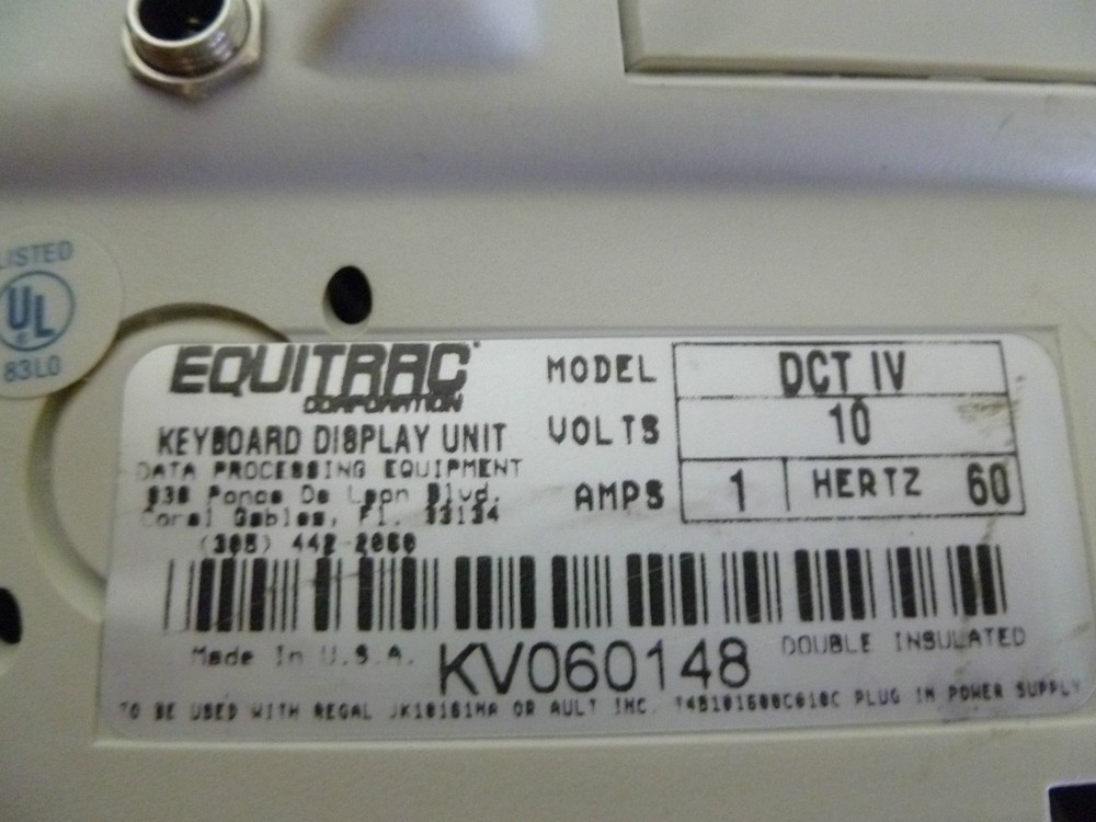 EQUITRAC DCT IV Keyboard Display Unit Data Processing Equipment
