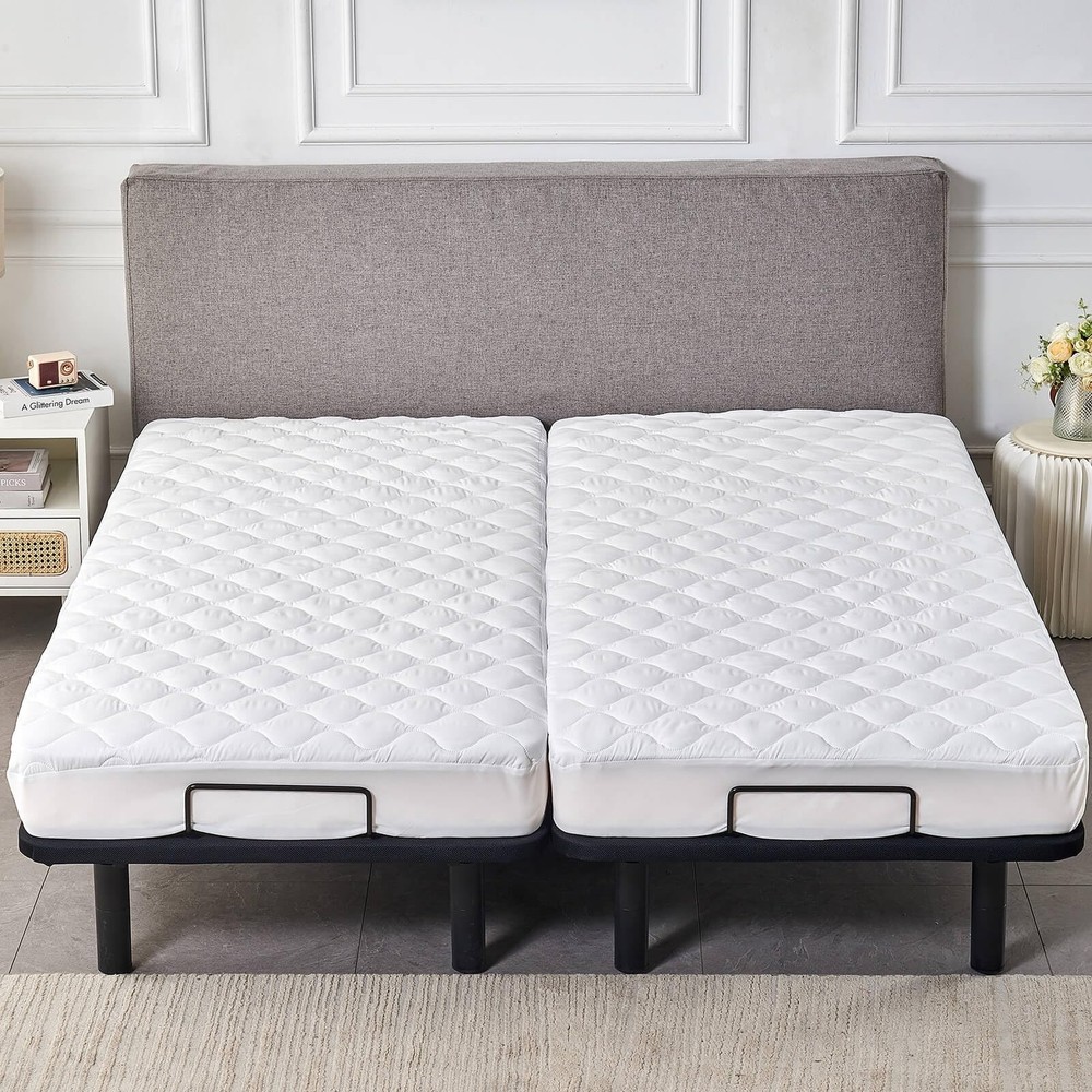 Waterproof Quilted Split California King Mattress Protector Pad for Adjustabl...