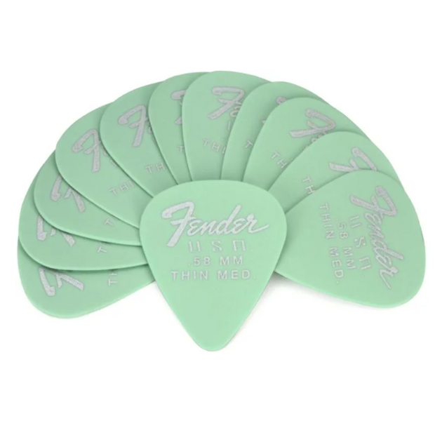 Fender 351 Shape Dura-Tone Picks, 12-Pack, .58mm Surf Green