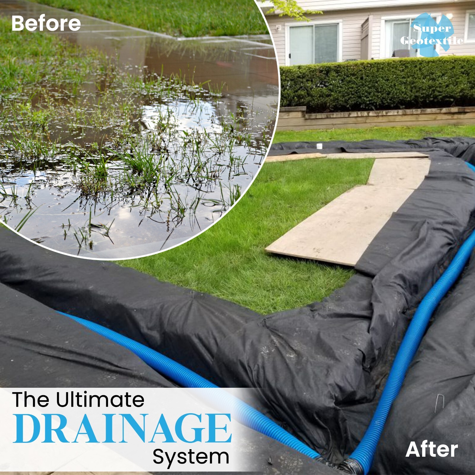 Super Geotextile Non Woven Landscape Fabric - Industrial / Commercial Grade 8 oz