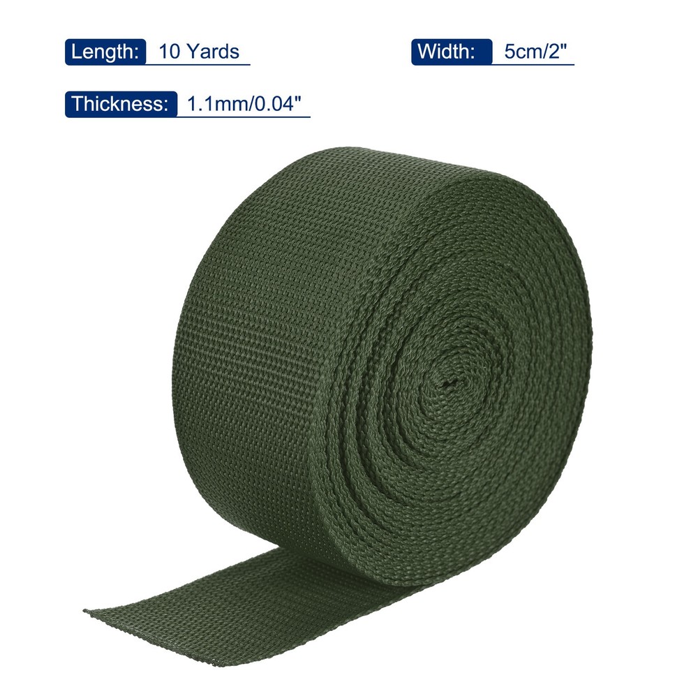 Lightweight Polypropylene Webbing Strap 5cm 10 Yard Army Green