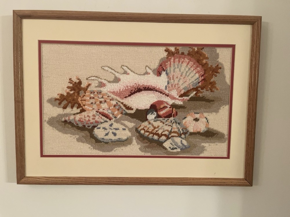 Vintage Needlepoint Picture "Shell Collection"