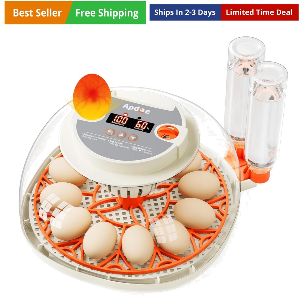 Egg Incubator with Temperature and Humidity Control, Automatic Egg Turning, E...