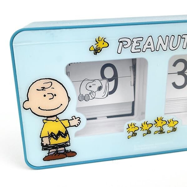 Peanuts Snoopy Flip Analog Clock Blue Field work