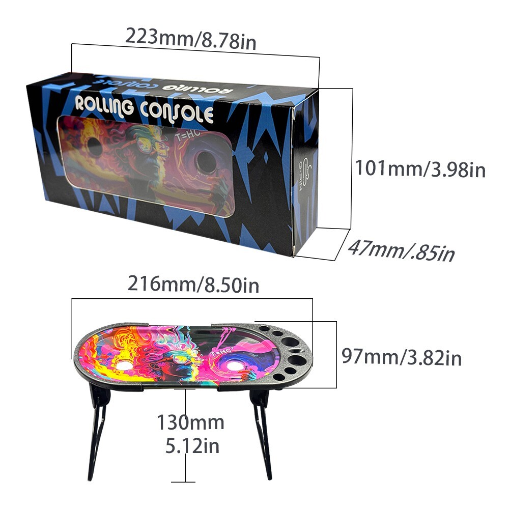 Foldable Rolling Tray with Cone Loader for King or 1-1/4 Size Pre Rolled-Zombie