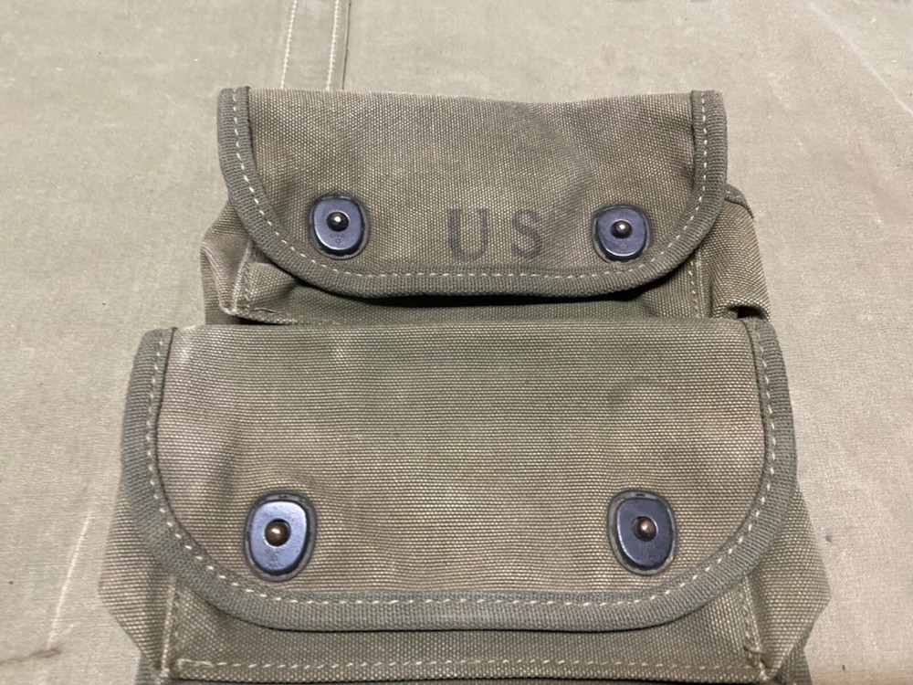 ORIGINAL WWII US ARMY M1942 3 CELL GRENADE CARRY POUCH-1945