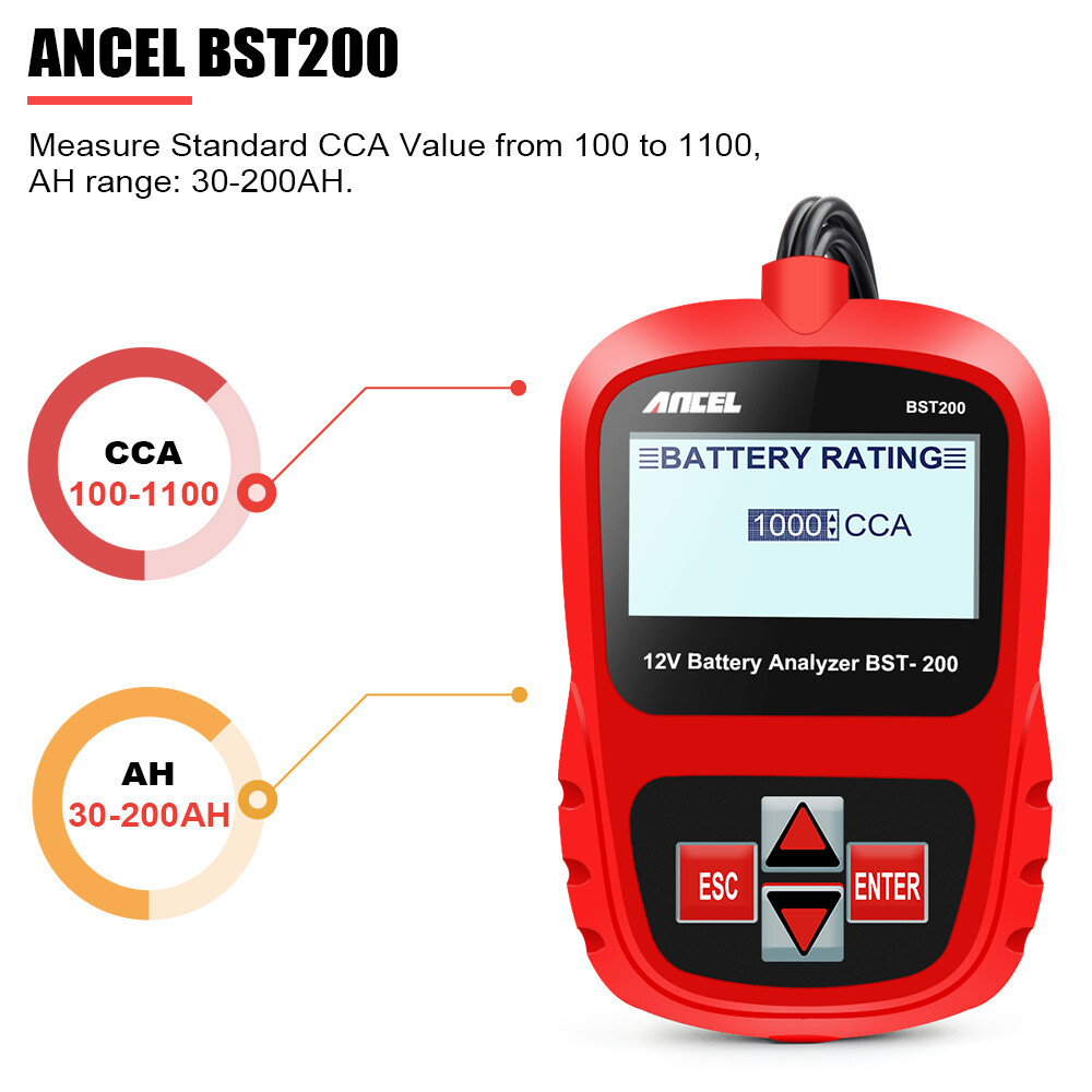 ANCEL BST200 12V Car Battery Load Tester Digital Analyzer 1100CCA Multi Language
