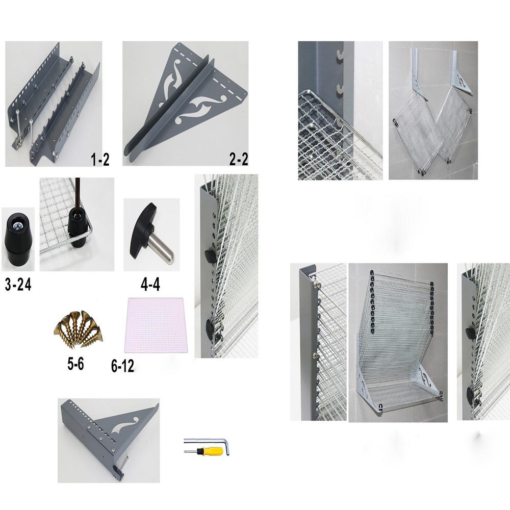 12 Layers Wall Fixed Tiled Clamshell Drying Frame Push and Flip-Open Drying Rack