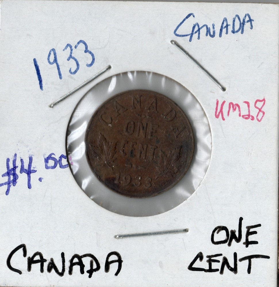 Coin Canada 1 Cent 1933 KM28