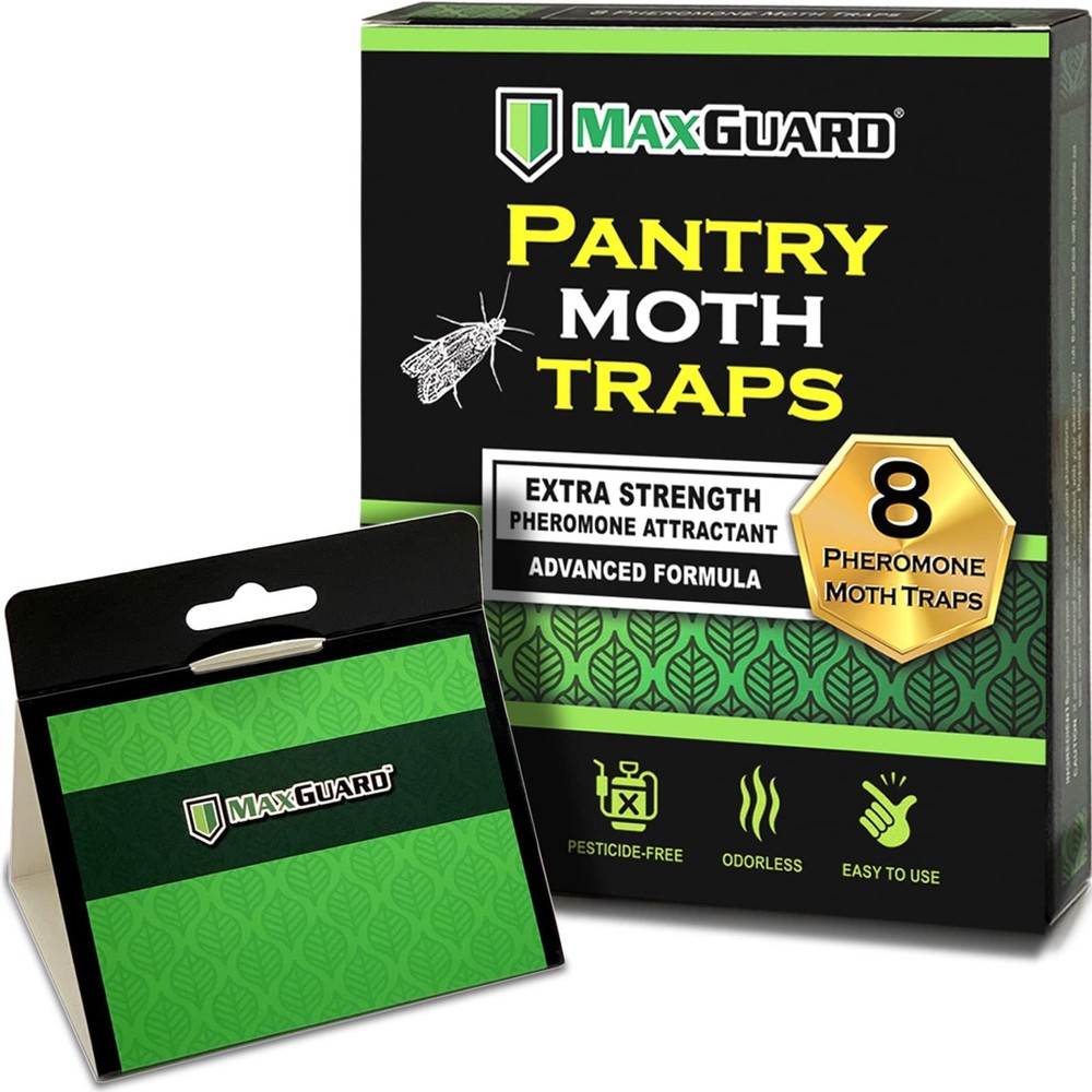 Maxguard Pantry Moth Traps 8 Pack with Extra Strength Pheromones | Non-Toxic