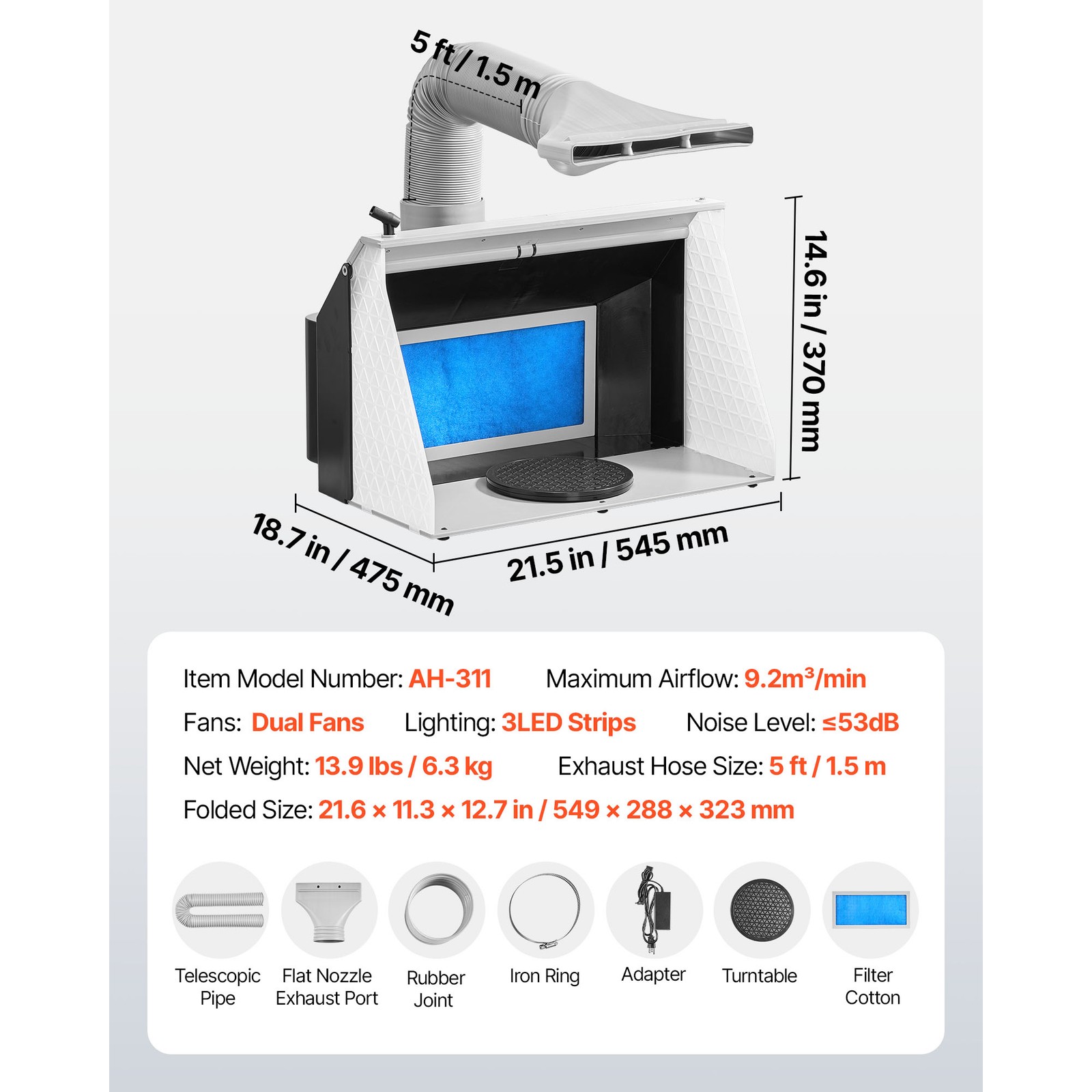 Uimoso Portable Airbrush Spray Booth with Dual Fans and LED Lighting