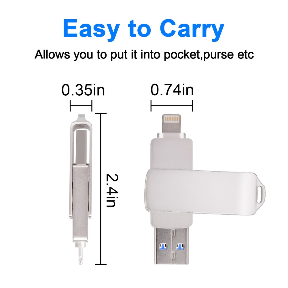 1TB USB 3.0 Flash Drive 128GB Thumb Drive Storage Memory Stick For iPhone iOS PC