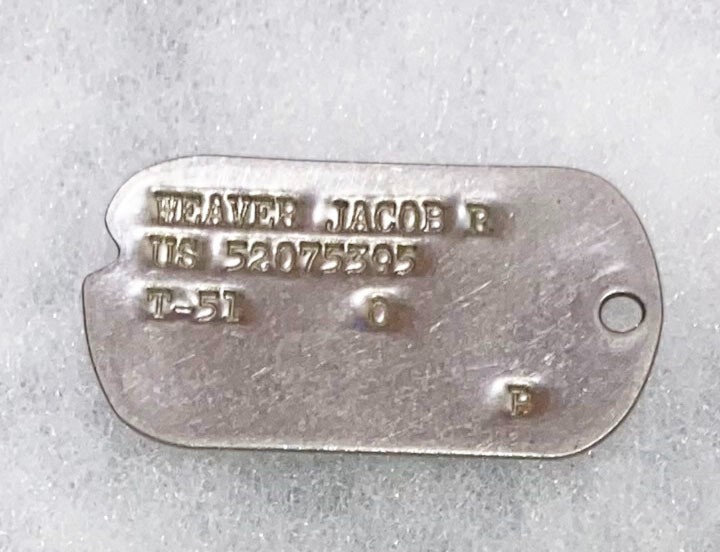 Jacob Weaver T-51 Single Dog Tag