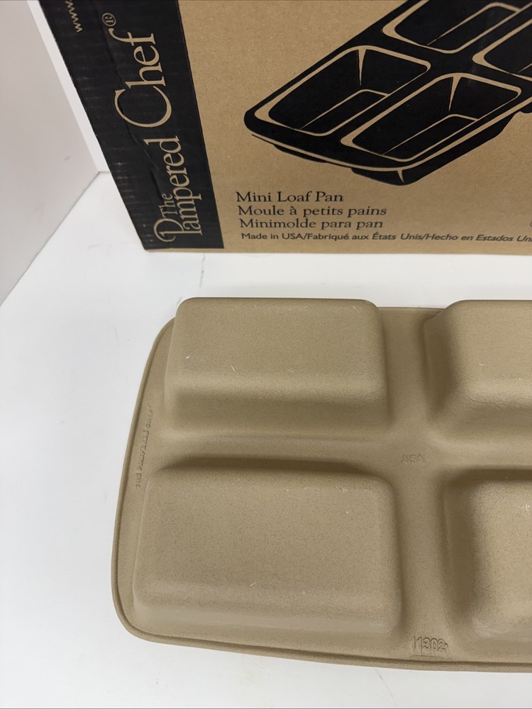 Pampered Chef Stoneware Mini Loaf Pan Open Box Unused